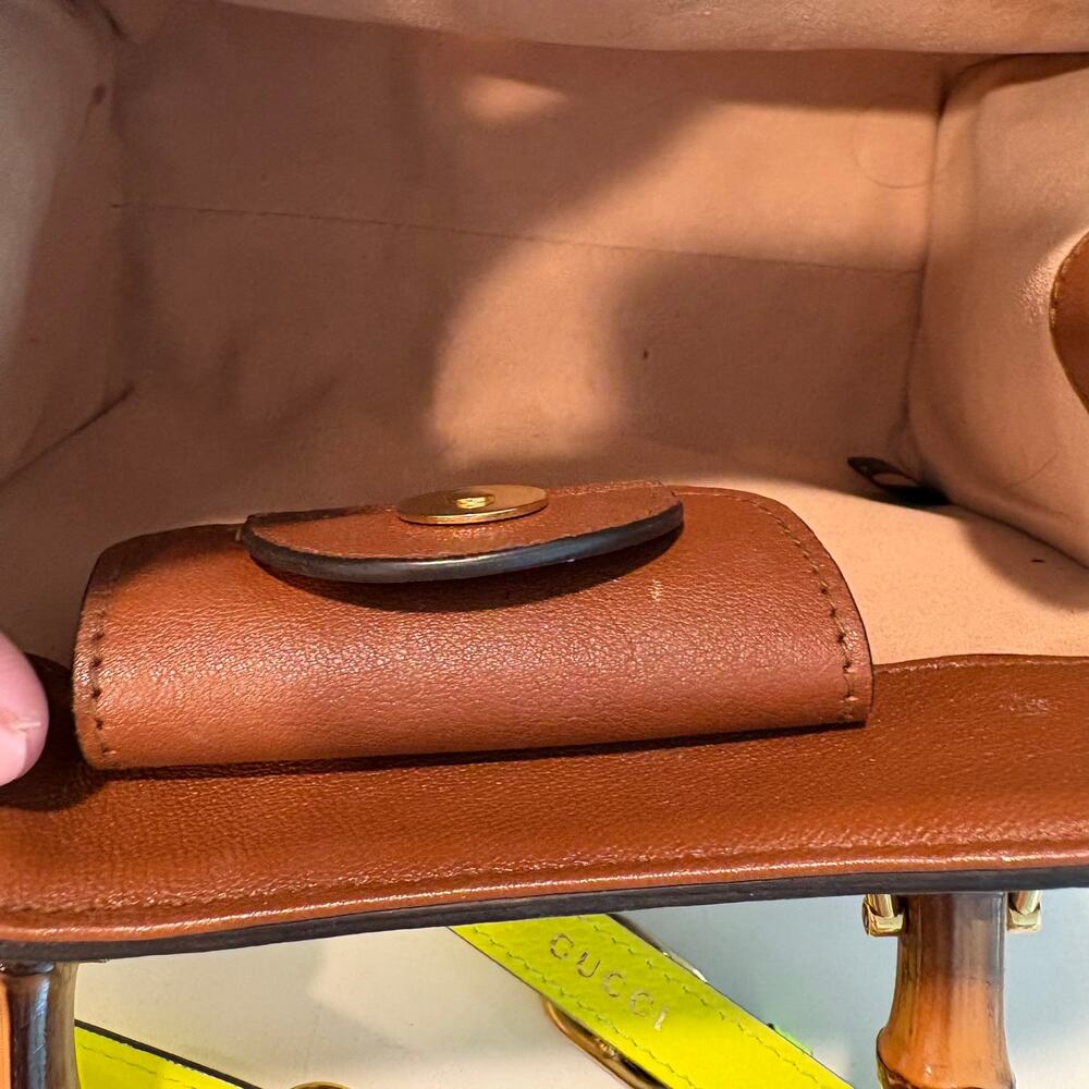 Gucci Diana Bamboo Handle Small Leather Crossbody Tote Bag Brown Small Mini - Picture 14 of 16